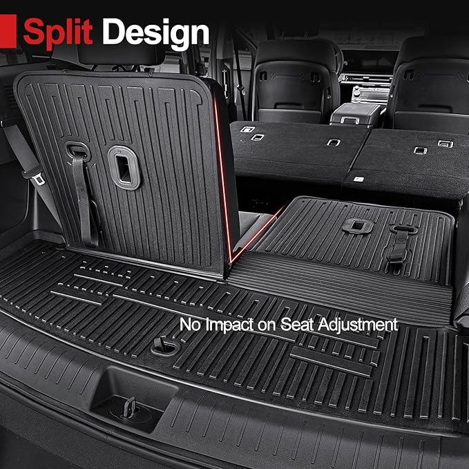 Floor Mats for 2025 Hyundai Santa Fe, All Weather TPE Cargo Mat with Backrest Mat Interior Car Mats Protection for Hyundai Santa Fe Calligraphy Accessories (Fit Hybrid and Fuel) 2024 2025