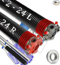Garage Door Torsion Spring Set, Pair of 2" Electrophoresis Coated Garage Door Spring Replacement with 2 Non-Slip Winding Bars and Bearing, Minimum 16000 Cycles (.225x2x24")