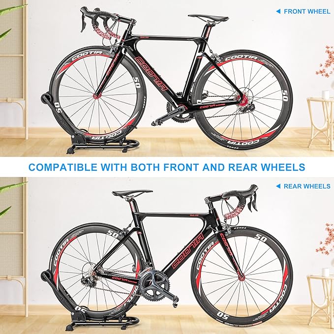 Indoor Bike Floor Stand - Bike Stand Rack for Garage/Home - Bike Storage Bicycle Parking Rack Fit 26”-29” Mountain Road Bikes