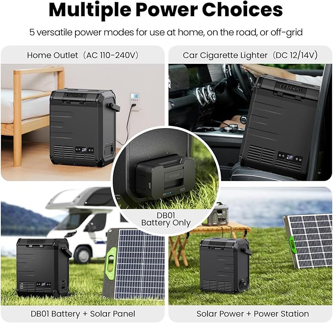 EENOUR D10 12 Volt Car Refrigerator, Portable Freezer 10.6Qt/10L, Compressor Electric Cooler, -4~50℉, 12/24V DC, 110~240V AC, 12V Fridge for Camping, Road Trips, RV, Truck (Battery Included) - Black