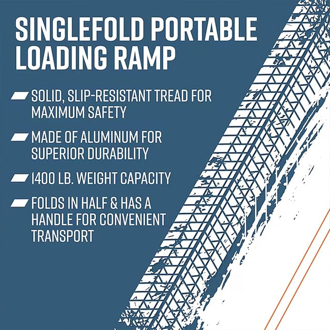 EZ-ACCESS TRAVERSE Singlefold Portable Loading Ramp Heavy Duty Aluminum Safe Non-Slip Platform with Carrying Handles, 4 Foot, Silver