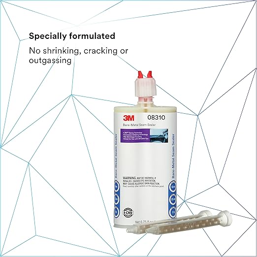 3M Bare - Metal Seam Sealer, 08310, Beige Color, Two-Part, Non-Sagging, Self-Mixing Epoxy, 200 ml/6.75 fl oz Cartridge