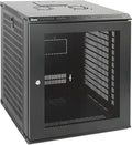 Tecmojo 12U Wall Mount Rack Network Cabinet for 19” IT Equipment,with Lockable Mesh Door and Removable Side Panels,Cooling Fan,Black,17.7inch Deep