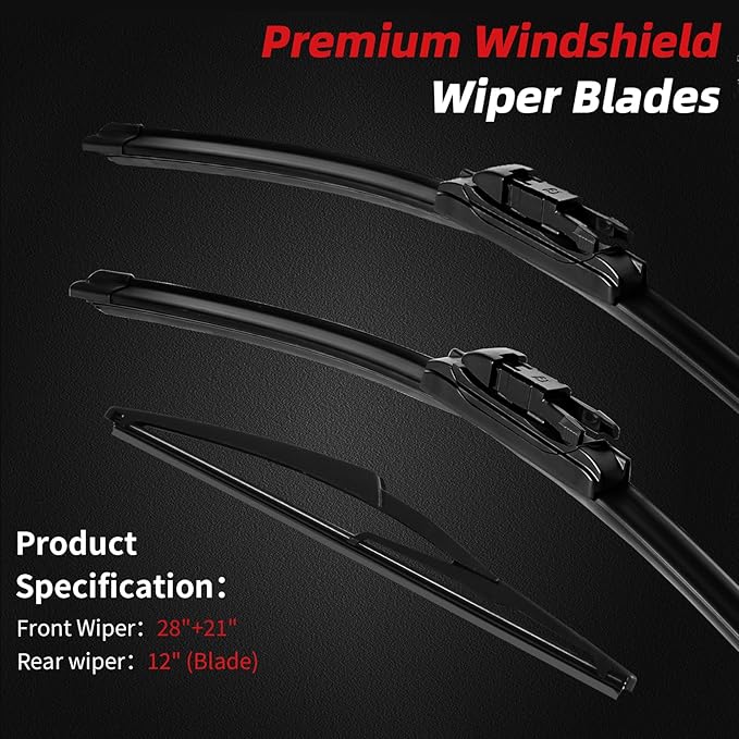 OTUAYAUTO Windshield Wiper Blades - Replacement for Mercedes-Benz ML-Class W164, ML320 ML350 ML550 ML63 06-11, X164 05-12, W251 06-12, Front and Rear Wiper Blades, Pinch Tab - 28"+21"+12" (Pack of 3)