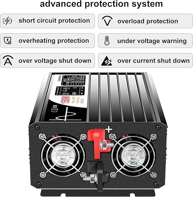 Xijia 1500W(Peak Power 3000W) Pure Sine Wave LCD-Display Solar Power DC 12V Inverter AC 120V 60HZ Solar Converter for Home Use car (DC12V (Range 10V-15V) 1500W