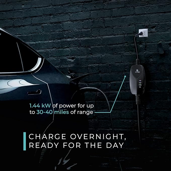 Lectron Level 1 Tesla EV Charger (WiFi) with App Control - 120V, 12 Amp, & 16 ft Cord - Portable Charger for Tesla EVs with NEMA 5-15 Plug - Compatible with All Tesla Model S, 3, X, Y & Cybertruck