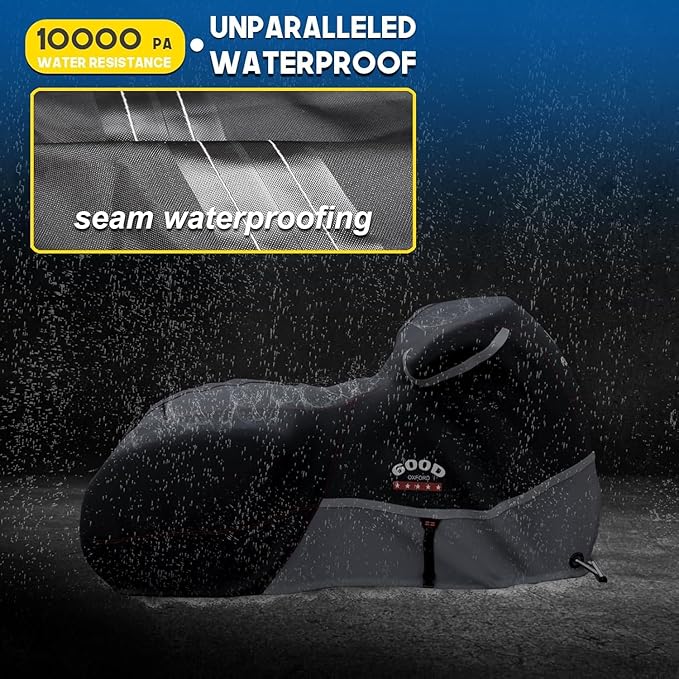 Rosefray Motorcycle Cover 600D Heavy Duty All Season Universal Weather Waterproof Sun Outdoor Protection Durable Night Reflective& 96" XXL Vehicle Cover/Gray