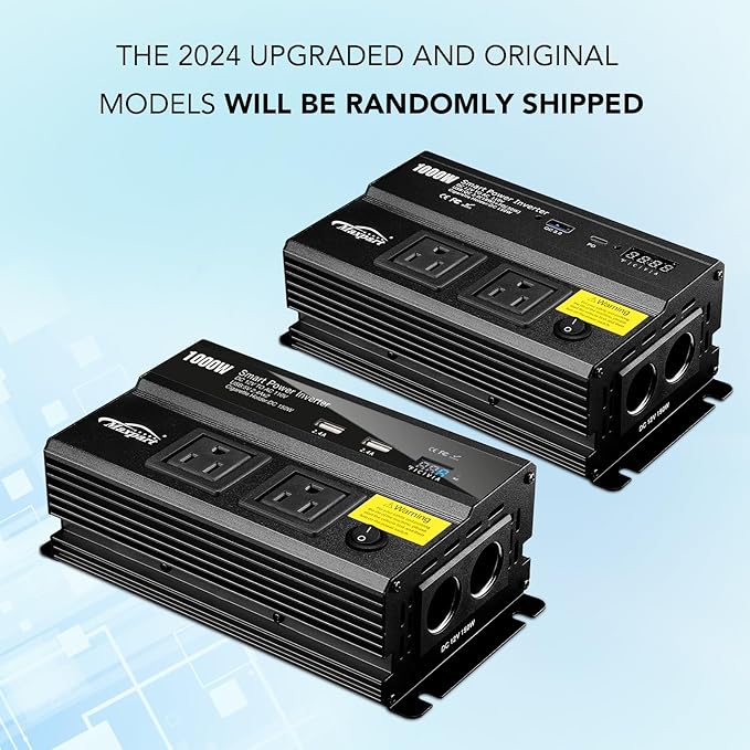 1000W Inverter for Car Power Inverters,12v DC to 110v AC Converter with 3.0 A USB Type-C Outlets, 12 Volt Inverter Car Cigarette Lighter Battery Inverter for Vehicles, Power Inversor 1000 Watts Black