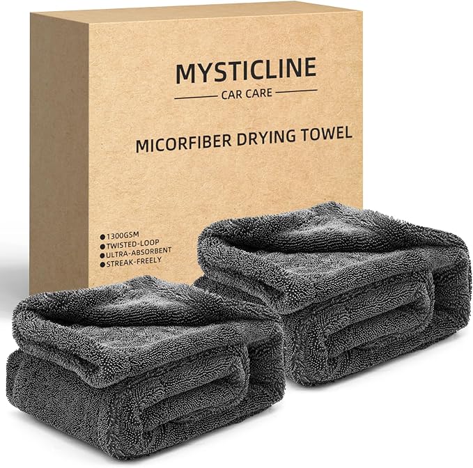 2 Pack 1300 GSM Car Drying Towel,Double-Sided Microfiber Towels for Cars(36" x 24"),Extra Large Ultra Absorbent,Without Residual Lint,Scratches or Water Spots