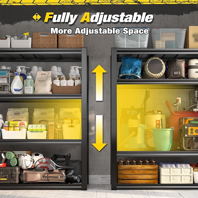 REIBII 40" W Storage Shelves 2200LBS Garage Shelving Heavy Duty Metal Shelving Adjustable Metal Shelves Industrial Shelf for Warehouse Basement Pantry Kitchen, 2 Pack
