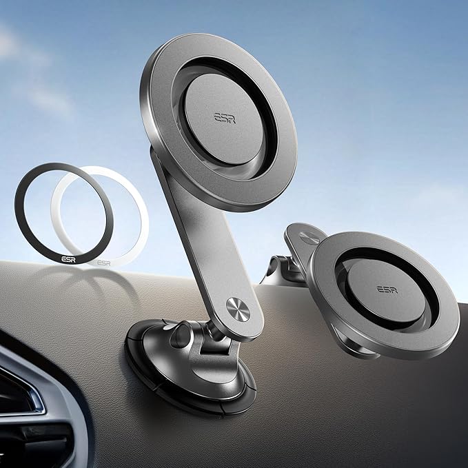 ESR for MagSafe Car Mount, Dashboard Magnetic Phone Holder for Car, 360° Rotation,Car Phone Holder Mount for iPhone 16/16e/15/14/13/12, Galaxy S25, Strong Magnets,Car Accessories(with 2 Mental Rings)