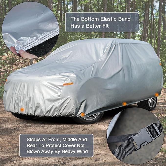 Kayme Large SUV Car Cover Waterproof All Weather, Outdoor Full Size SUV Cover Rain Sun UV Protection, Universal Fit Chevrolet Chevy Suburban, GMC Yukon XL, Ford Expedition Max (215-230 inch)