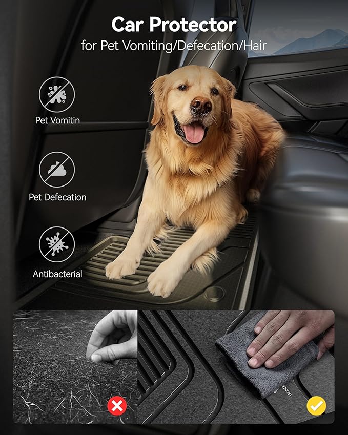 3W Cargo Liner Fit for Honda Pilot 2023-2025 TPE Custom Fit All Weather Honda Pilot Accessories 2023-2025 Odorless Anti-Slip Mats Trunk Mats Black