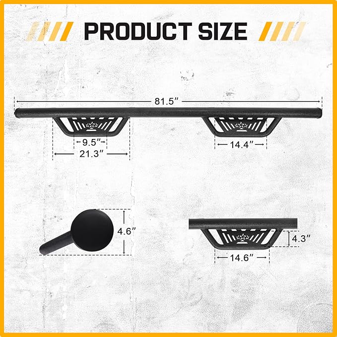 BINARY STAR Running Boarads Compatible with Vehicle 2022-2025 Toyota Tundra CrewMax Cab, 5.5 Inch Drop Down Tundra Side Steps, One-Piece Design Step Bars Made with Carbon Steel.