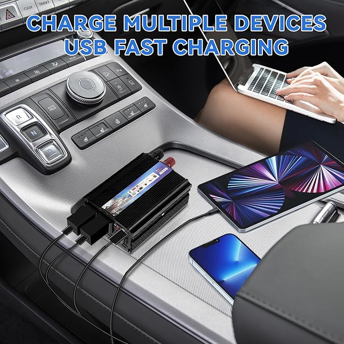 Power Inverter 500W Car Power Inverters,12 Volt Inverter Car Cigarette Inverter,12V DC to 110V AC Car Plug Adapter Outlet Converter for Laptop Vehicles Camping Road Trip Essentials Adults
