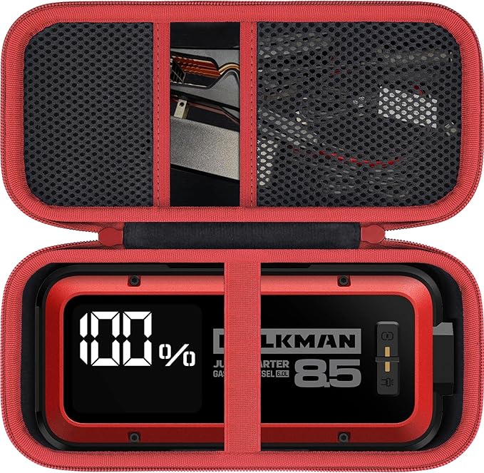 Aenllosi for HULKMAN Alpha85/Alpha85S/Alpha Pro Jump Starter Hard Carrying Case, Black+Red (Case Only)