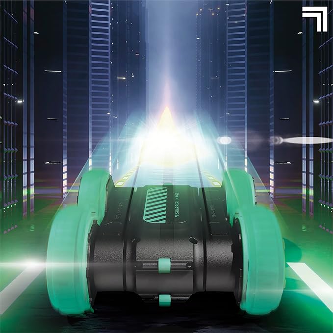 Sharper Image® Thunder Twist Rally - RC Stunt Car with Rechargeable Battery, High-Speed 360° Stunts, Double-Sided Driving, 2.4 GHz Remote Control, LED Lights, Flips & Spins Rotating Car Kids Toy Gift