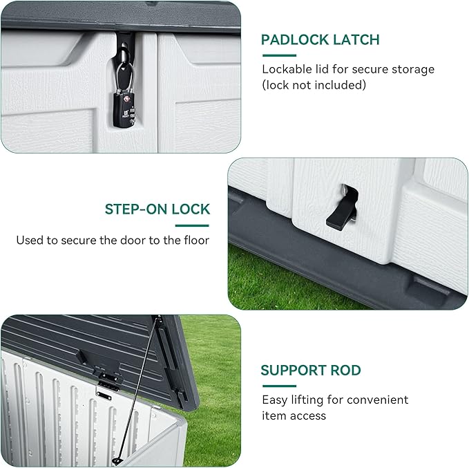 YITAHOME Extra Large Outdoor Horizontal Storage Shed, 4.5x4ft Resin Tool Sheds w/o Shelf, Easy to Assemble Waterproof Storage for Trash Cans, Garden Tools, Lawn Mower, Lockable, Light Gray