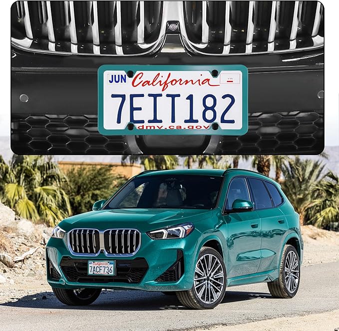 LivTee 4 Holes Stainless Steel License Plate Frames, 2 PCS Car Licence Plate Covers, Automotive Exterior Accessories Slim Design with Bolts Washer Caps for US Vehicles, Green