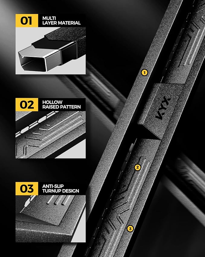 KYX Running Boards Fit for 2019-2025 Chevy Silverado/GMC Sierra 1500 2020-2025 Silverado/Sierra 2500HD 3500HD Crew Cab, 6 inches Dual Tube Side Steps Nerf Bars Step Bars Side Bars Step Rails