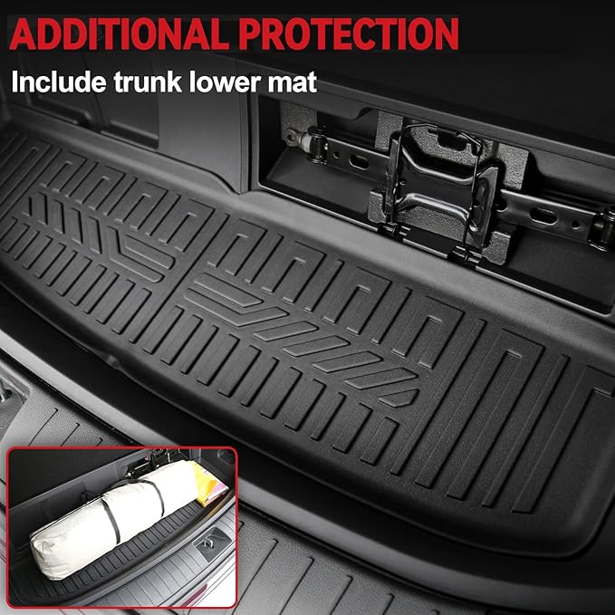 GALVAGNIATE Floor Mats for 2020-2024 2025 Hyundai Palisade 7-seat/8-seat Trunk Mat with Backrest Mat, All Weather TPE Cargo Liner Lower Cargo Mat for Palisade Accessories