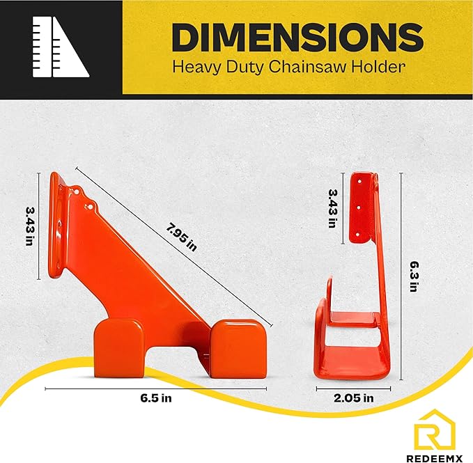 2 Pack Heavy Duty Chainsaw Wall Mount Holder – Chainsaw Hanger Rack for Garage Organization – 150lbs Capacity, Anti-Scratch Pads, 10 Gauge Steel, Storage for Chainsaw Accessories and Tools