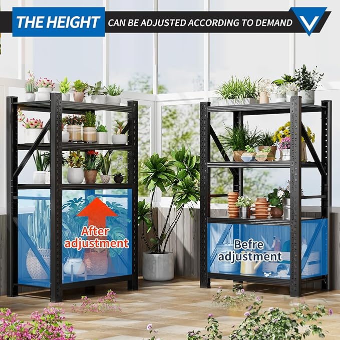 3000LBS Garage Shelving 32" W Garage Shelving Heavy Duty 4-Tier Metal Storage Shelves Adjustable Shelf Unit Storage Rack for Basement Supermarket Warehouse 32" W x 20" D x 78" H Black