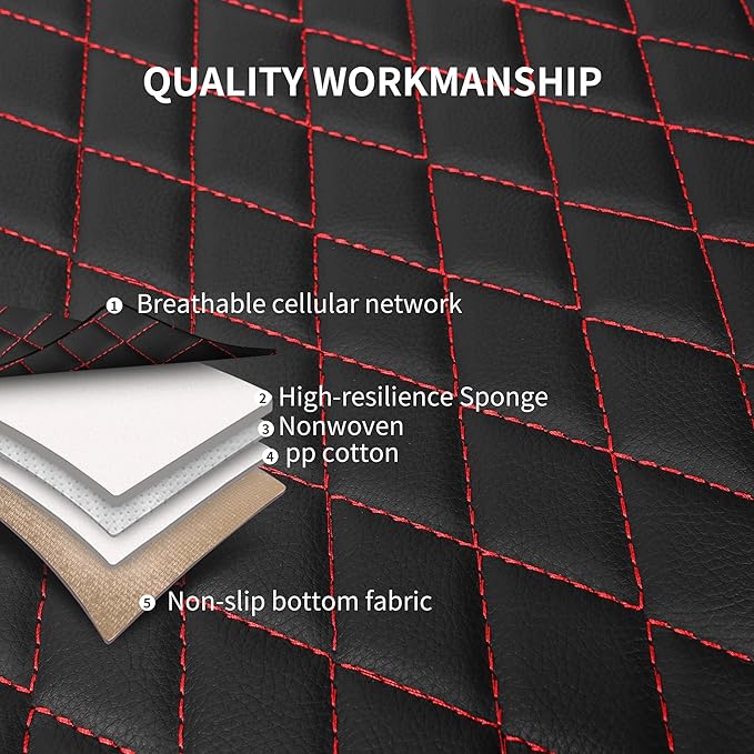 Car Seat Cover,Breathable and Waterproof Leather Seat Covers,Luxury PU Universal Fit Automotive Airbag Compatible for Cars Sedans SUV and Trucks(2 Pieces,Front Seat,Black+Redline,N1)