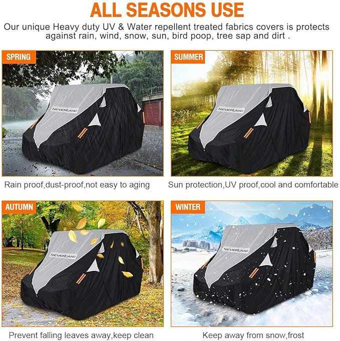 Neverland UTV Cover Waterproof 300D Heavy Duty 2-3 Seater/4-6 Seater 4 Door Side by Side Covers All Weather Protection Compatible with Polaris RZR Can-Am Maverick Defender Kawasaki