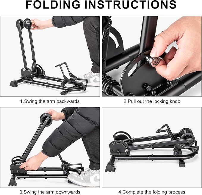 Indoor Bike Floor Stand - Bike Stand Rack for Garage/Home - Bike Storage Bicycle Parking Rack Fit 26”-29” Mountain Road Bikes