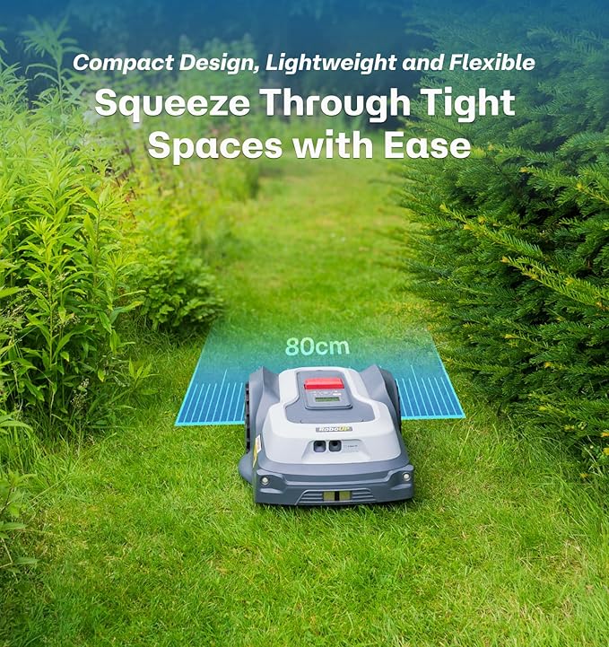Robot Lawn Mower No Wire T1200Pro 2025 with L-Shape Wall Mount Rod, Automatic Robot Mower, Ride-on Edge Mowing, Multiple Zones Management, AI Obstacle Avoidance, for Lawn Up to 0.37 Acre
