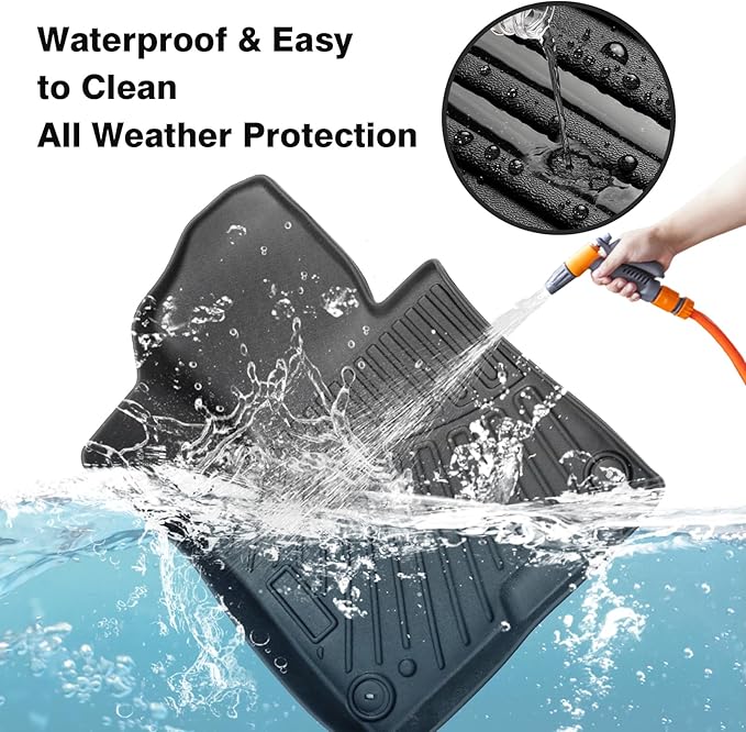 Powerty Floor Mats for 2023-2025 Kia Sportage Hybrid Accessories All Weather Floor Liner 3D TPE 1st & 2nd Row Floor Mat Heavy-Duty Floor Liners