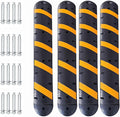 4 PCS 6FT Speed Bumps Wite End for Road, Heavy-Duty 25,000 lbs Capacity Traffic Rubber Speed Humps with 2 Channel Floor Cord Cover for Asphalt Concrete Gravel Driveway Road (4)