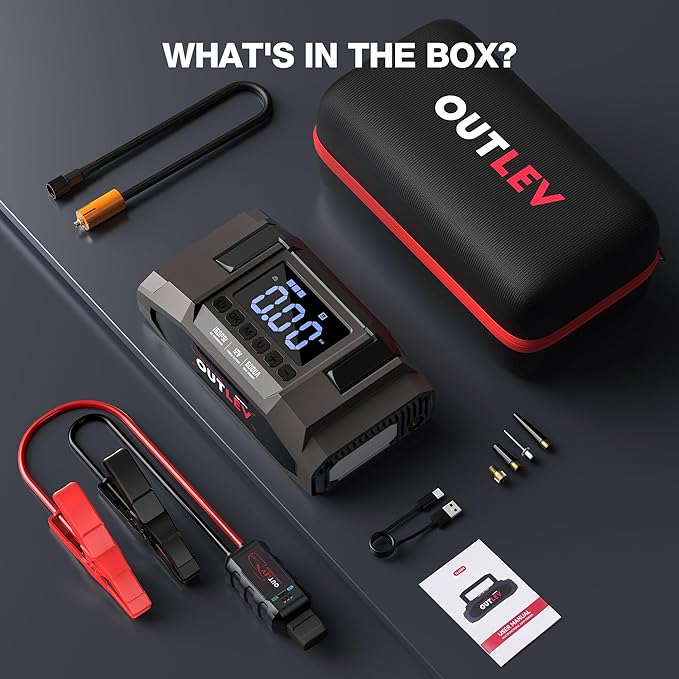 Jump Starter with Air Compressor (6000A 160PSI) - All-in-One Portable Jump Starter for Cars, Trucks, RV, Boat - Fast Charging, Safety Protection, Essential for Road Trips & Emergencies