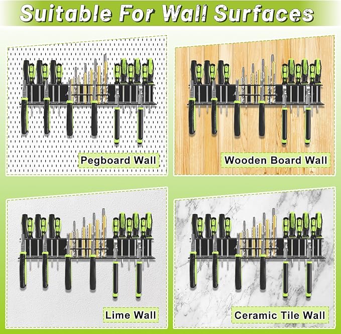 Screwdriver Holder Wall Mount,Heavy Duty Metal Utility Bit Organizer for Screw driver Pliers Drill Bits Small Tools,Screwdriver Organizer Suitable Garages Homes Workshops Sheds (54 holes 1pc)