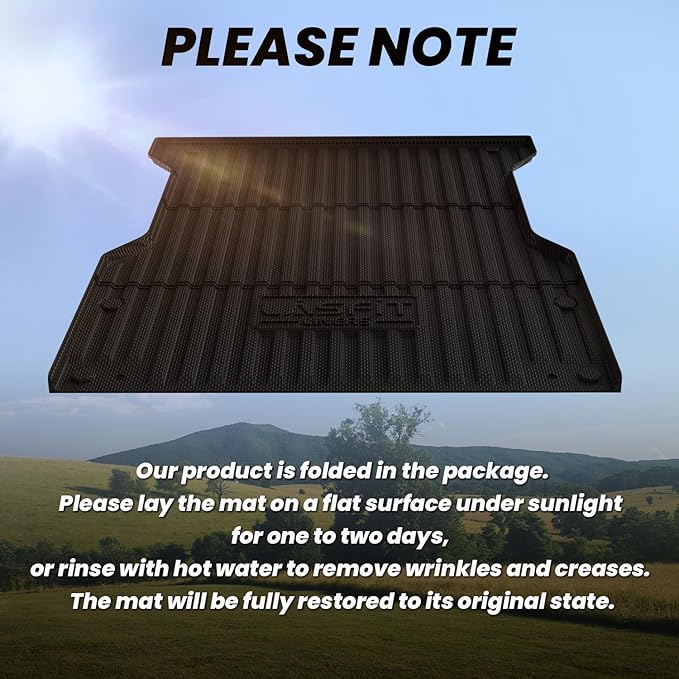 LASFIT Bed Mat for Toyota Tacoma 2024 2025 Truck Bed (5ft,5'Bed), All Weather 5 ft Rubber Car Bed Liner for Toyota Tacoma Accessories, TPE Trunk Mat&Cargo Liner, Black