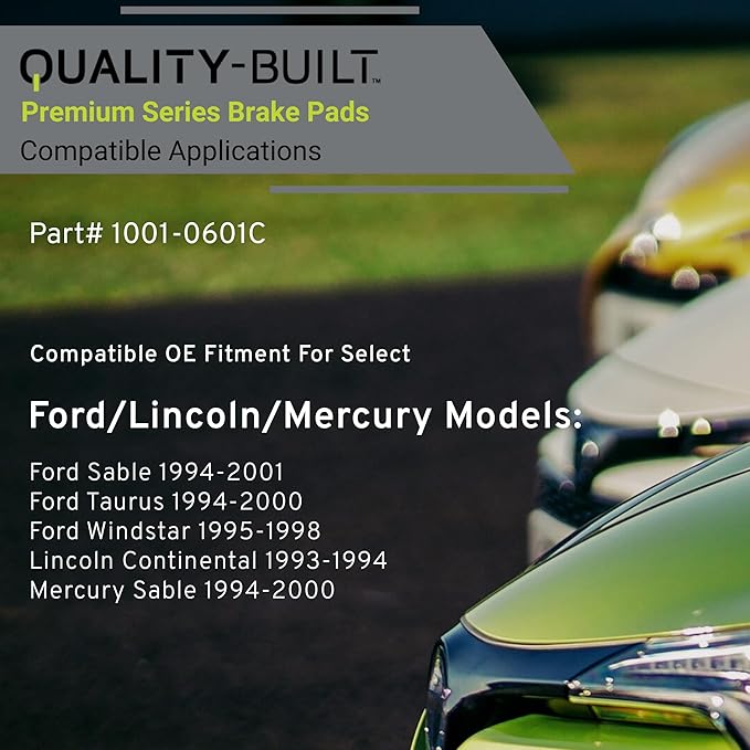 Premium Ceramic Front Brake Pads (1001-0601C) Compatible with Ford Sable 1994-2001, Ford Taurus 1994-2000, Ford Windstar 1995-1998, Lincoln Continental 1993-1994, Mercury Sable 1994-2000