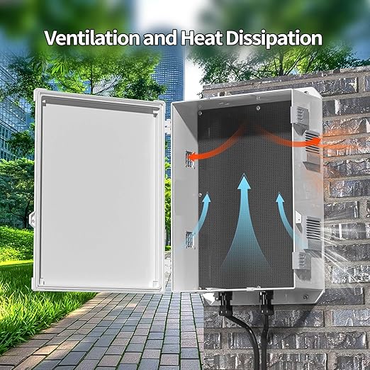 Outdoor Electrical Junction Box, ABS Water Resistant Enclosure with Internal Mounting Panel & Hinged Cover, 15.7" H* 11" L* 5.9" W