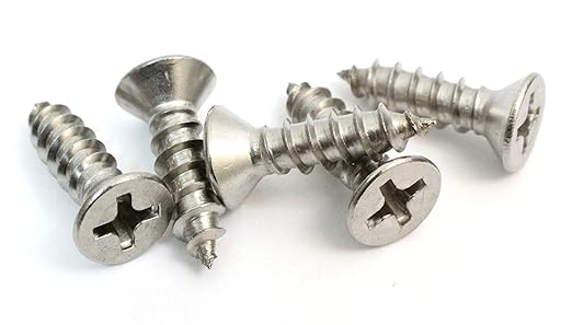 Bolt Dropper No. 6 x 3/4" Stainless Steel Flat Head Phillips Wood Screw, (100 pc), 18-8 (304) Stainless Steel Sheet Metal Screws- Type A Point, Plain Finish