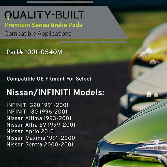 Premium Semi-Metallic Rear Brake Pads (1001-0540M) Compatible with 1991-2010 INFINITI/Nissan (Altima/Altra EV/Aprio/G20/I30/Maxima/Sentra)