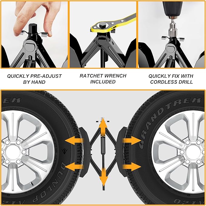 Camper Wheel Chock Stabilizer 2 Sets, Upgraded Side Grain Heavy Duty X-Shaped Stabilizer Wheel Chock RV Travel Trailer Accessories Anti-Move Anti Rust Coating Tire Chalks