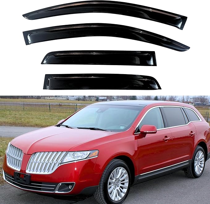 KPY Window Visor Compatible with Lincoln MKT 2010, Rain Guard Window Vent Deflectors Tape-On Style