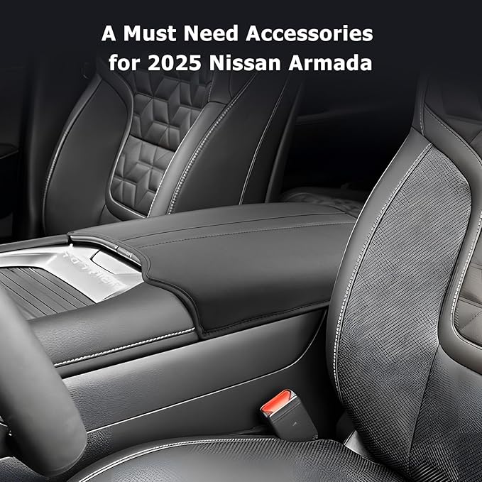 LUWU Center Console Cover Compatible with 2025 Nissan Armada Accessories 2025 Armada SV/SL/Platinum Armrest Cover Armrest Console Cover (Thin Black)