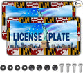 Front License Plate Bracket Multicolor License Plate Frames Flag of Maryland Universal Aluminum Car Accessory 2 Pack with Screw Covers Set