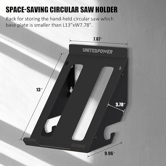 UNITEDPOWER Circular Saw Holder, Wall Mount Storage Rack Organizer for Workshop, Shed, Garage, Home, Fit Most of Circular Saw