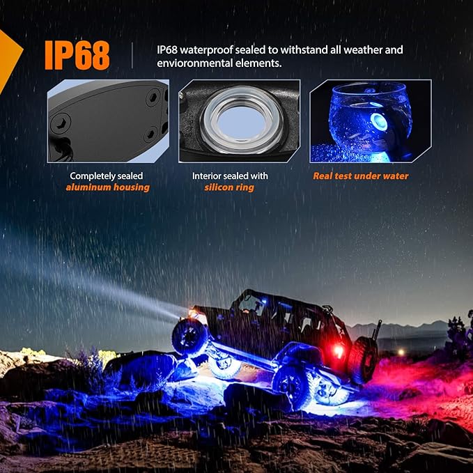 Nilight LED Rock Light 4PCS Underglow Wheel Well Pods Waterproof Exterior Underbody Roof Rack Side Lamps for Car Truck Pickups ATV UTV SUV Motorcycle Boat, Blue Color