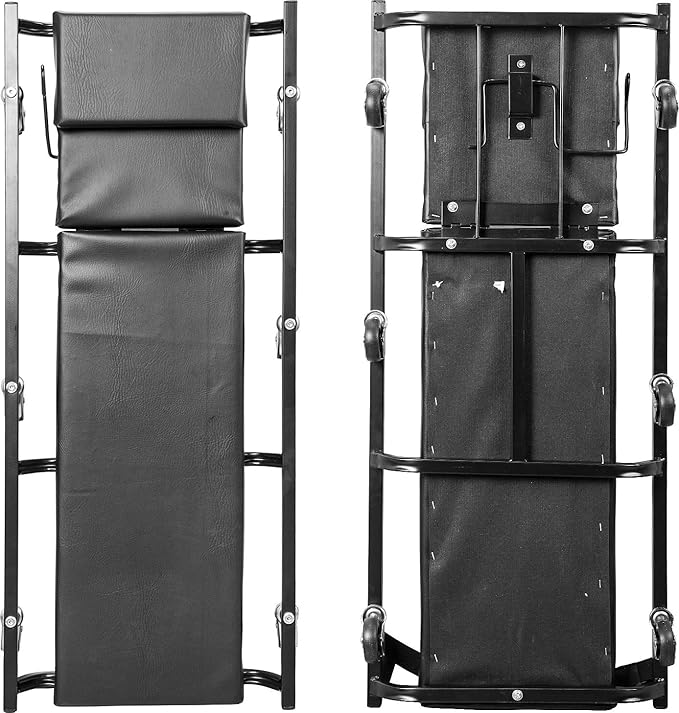 Torin ATR6452B Rolling Garage/Shop Creeper: 40" Padded Mechanic Cart with Adjustable Headrest and 6 Casters, Black