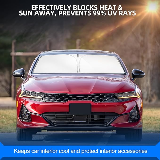 Windshield Sun Shade for Kia K5 2021-2025 Foldable Sunshade Custom Fit Front Window Car Interior Accessories Protector Blocks UV Rays
