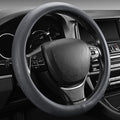 【2025 Model】 Real Cowhide Steering Wheel Cover for Men Women，Gray Genuine Leather Steering Wheel Cover for Cars,Universal 14.5-15 inch Steering Wheels,Grid & Square Motif