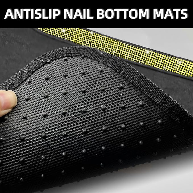 NBTEPEM Bling Car Floor Mats Full Set, Universal Fit Most Cars,SUV, Trucks, 4 pcs Sparkle Glitter Diamond Carpet for Women Girls with Anti-Slip Pad (Yellow Diamond)